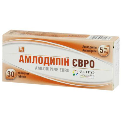 Світлина Амлодипін Євро таблетки 5 мг №30